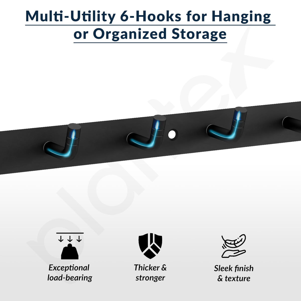 Plantex Wall Hooks for Hanging Cloth/Stainless Steel Towel Hangers/Bathroom Robe Hooks/Door Hangers/Wall Hook Rack/Hook Rail for Hanging Keys - 6 Hooks (Pack of 1, Black)-4
