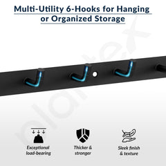 Plantex Wall Hooks for Hanging Cloth/Stainless Steel Towel Hangers/Bathroom Robe Hooks/Door Hangers/Wall Hook Rack/Hook Rail for Hanging Keys - 6 Hooks (Pack of 3, Black)-4