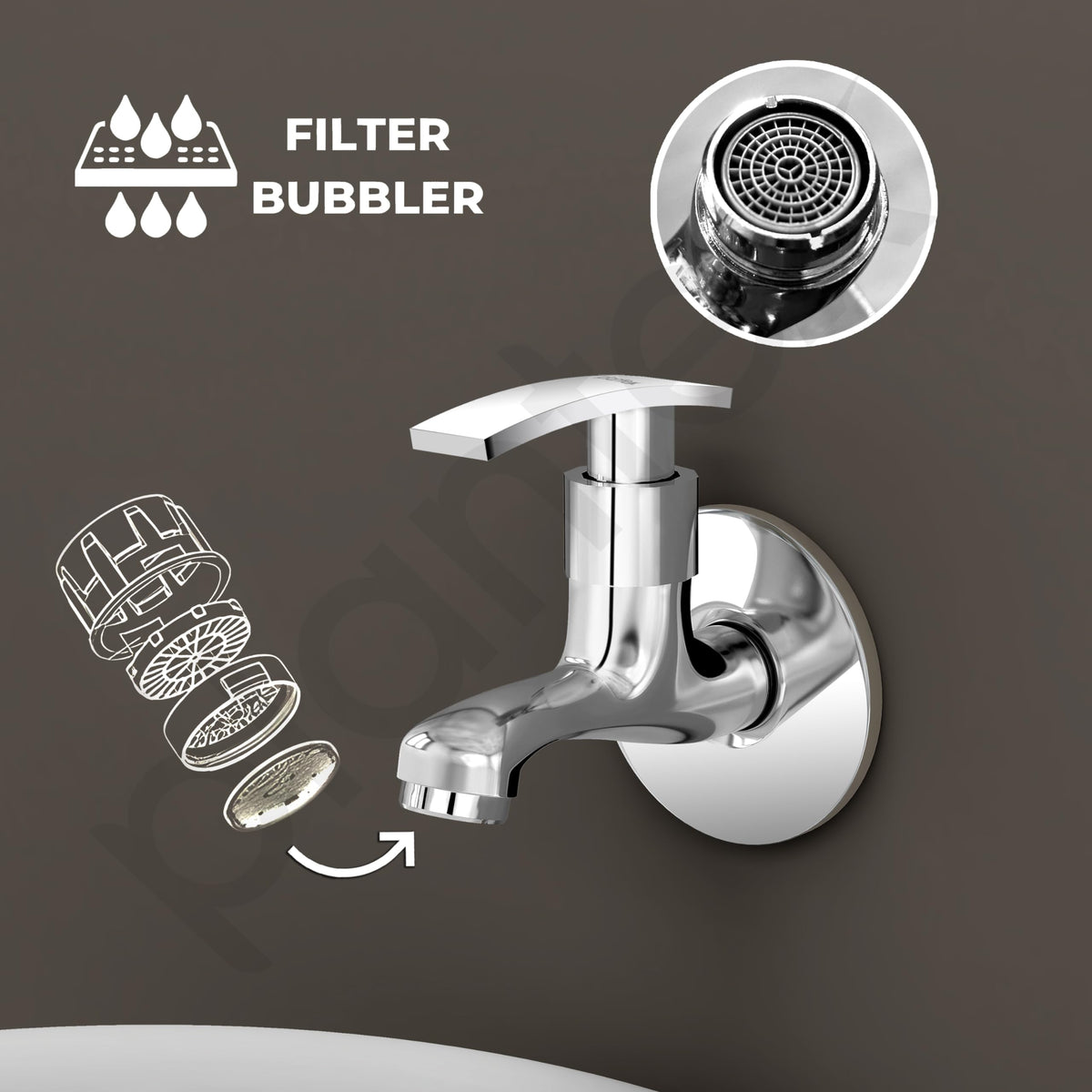 Plantex Single Lever Bib Cock Water Tap for Bathroom with Brass Spindle/Wash Basin Tap for Home/Tap for Bathroom with Water Saving Aerator-(Samar-Chrome)-4