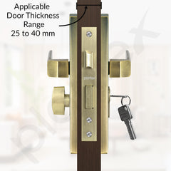 Plantex Stainless Steel Door Lock Handle Set/ 6-Lever Lock Mechanism with 3 Years of Warranty/Mortise Lock with 3 Keys, Brass Lock Body & Cylinder - (DTM-661, Brass Antique)-3