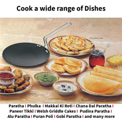 Hawkins Futura 22 cm Tava, Non Stick Tawa with Stainless Steel Handle, Black (NT22).