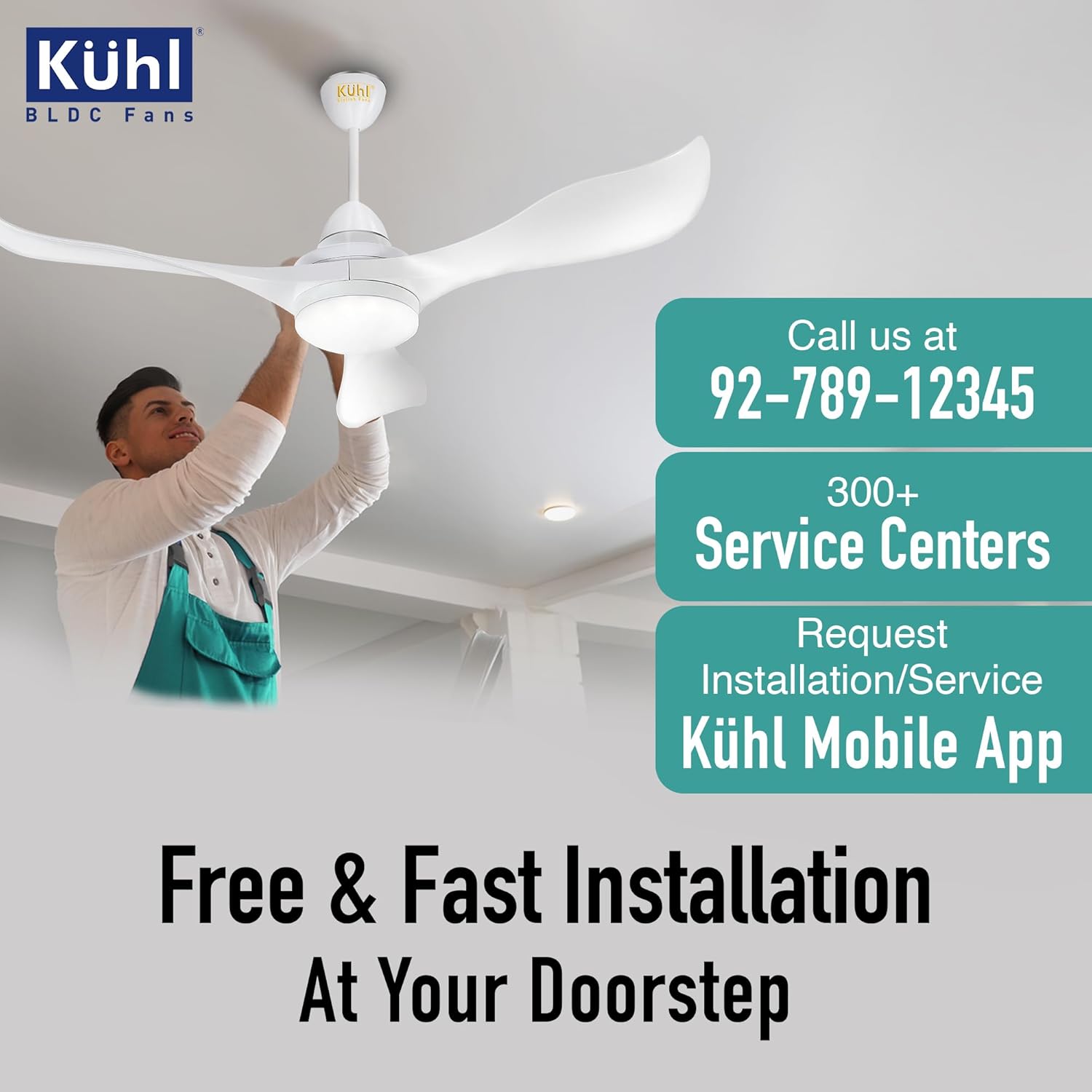 KUHL Glanz F3 1320MM 65% Power Saving BLDC Ceiling Fan | BEE 5 Star Rated & ISI Marked | High Air Flow | 5Year Warranty on Motor By Brand | Free Installation | IoT Operate via Mobile & Alexa | White