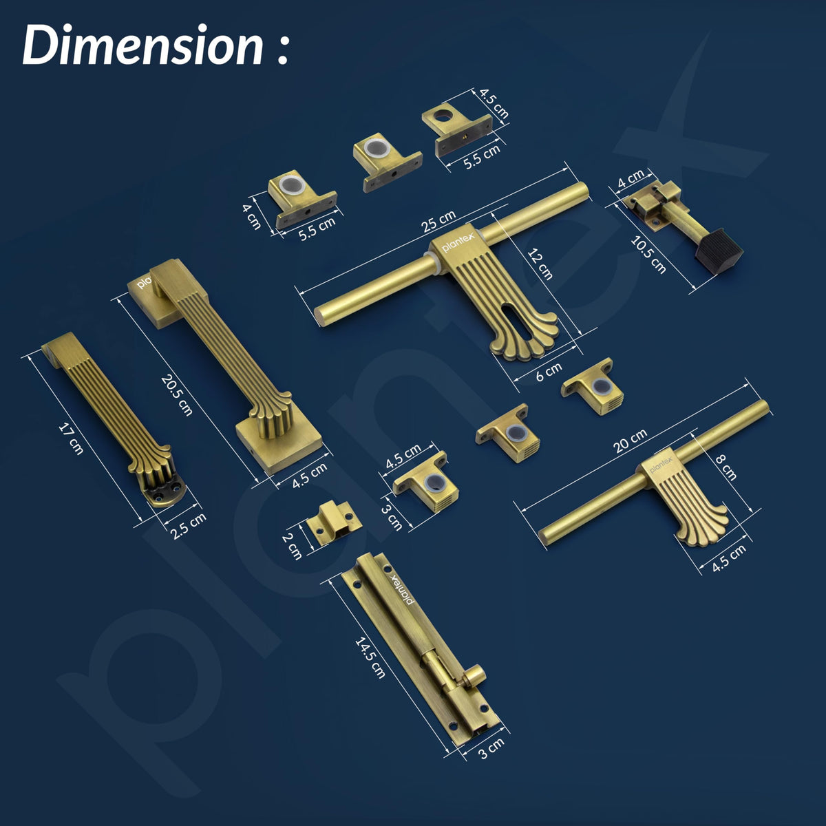 Plantex Door Kit for Single Door/Stainless Steel Door Accessories (10-inch Al-Drop,8-inch Latch,2 Handles of 8 and 7 Inch,7-inch Tower Bolt and 4-inch Door Stopper - (Brass Antique)-3