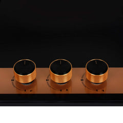 Faber Hobtop Utopia HT903 CRS BR CI AI 3 Brass Burner Auto Ignition Glass Cooktop, Black