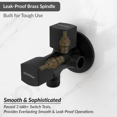 Plantex Angle Valve 2 in 1 with Brass Spindle/Two Way Angle Cock Tap with Wall Flange & Teflon Tape/Angle Valve for Bathroom- Pack of 1 (Black)-3