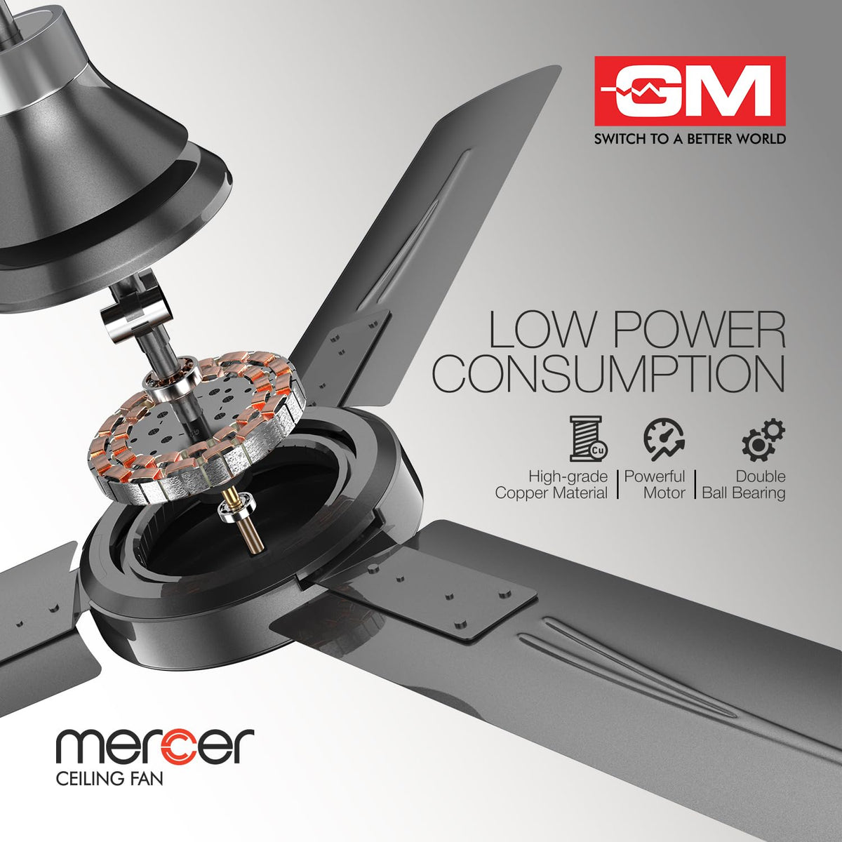 GM Mercer 1200 mm Ceiling Fan – Glorious Grey-3