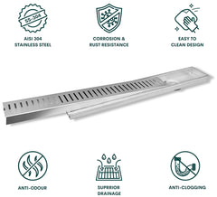 Plantex 304 Grade Stainless Steel Long Shower Drain/Floor Drain/Drainage Cover/Floor Drain Cover with Removable Grate (10 x 60 cm - Matt) (Capsule)-4