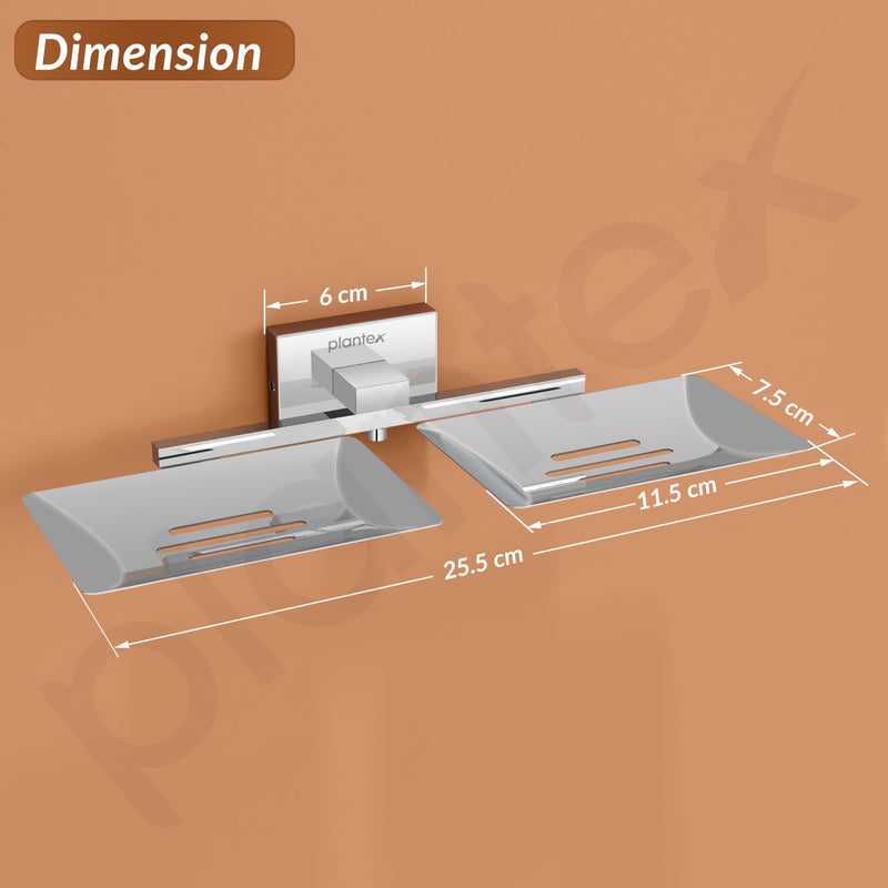 Plantex Stainless Steel Double Soap Dish/Soap Stand for Bathroom & Kitchen/Soap Holder/Bathroom Accessories - Nexa (Chrome)-4