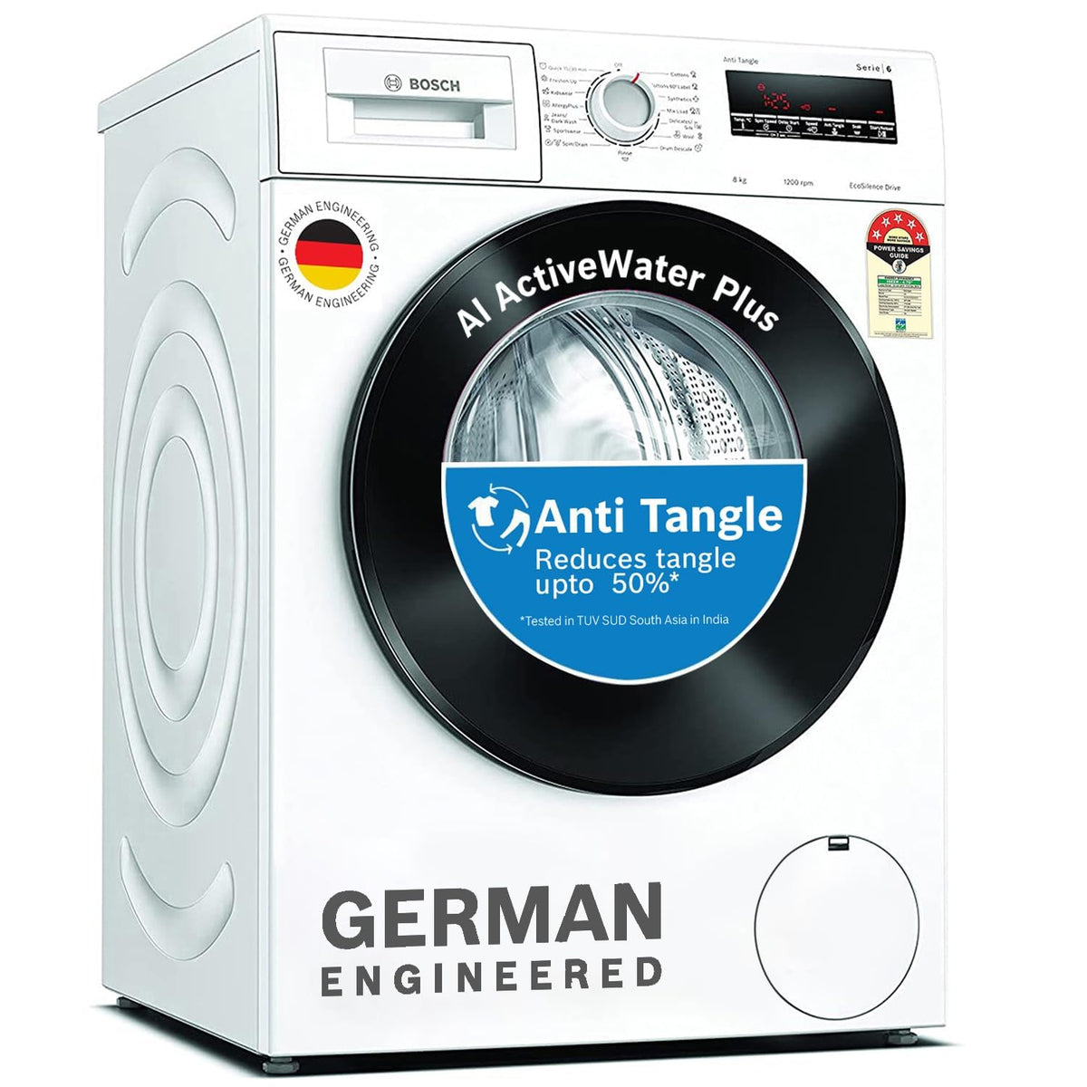 Bosch 8 kg 5 Star Fully-Automatic Front Loading Washing Machine (WAJ24261IN, White, AI active water plus, In-Built Heater)-1