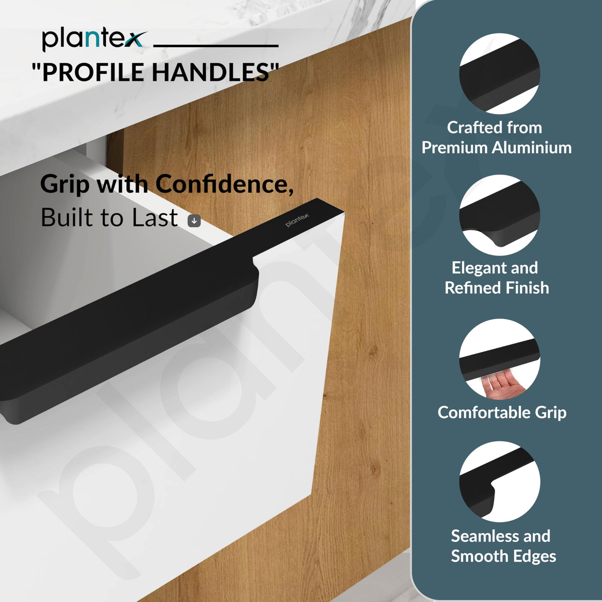 Plantex Profile Handle for Kitchen Cabinet/36 Inch Aluminium Drawer Profile Handle/Wardrobe Pull Handle for Home/Office/Hotel - Pack of 2 (Black) (Model APS-PF-1004)-2