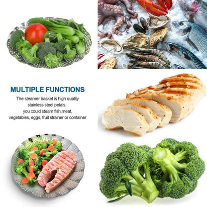 Jig-Tik Vegetable Steamer Basket, Premium Stainless Steel Veggie Steamer Basket - Folding Expandable Steamers to Fits Various Size Pot (6" to 10.5")