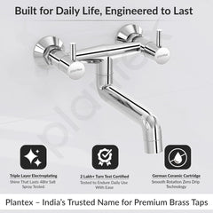 Plantex Pure Brass ICO-916 Non Telephonic Wall Mixer with Water Saving Technology Tap/Mixer Tap for Bathroom with Brass Wall Flange and Teflon Tape-7 Year Warranty (Mirror Chrome)-2