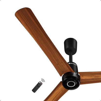 atomberg Renesa Elite Smart 1200mm Voice Enabled BLDC Ceiling Fan with Remote Control | BEE 5 star | High Air Delivery with Moonbeam LED Light | Designer Fan | 5 Year Warranty | Golden Oakwood