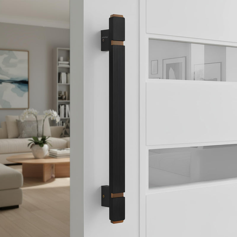 Plantex 12 Inch Main Door Handle/Aluminium Handle for Door/Black Pull-Push Handle for Home/Office/3 Years Warranty Pack of 1 (APS-613, Black & Rose Gold)-1