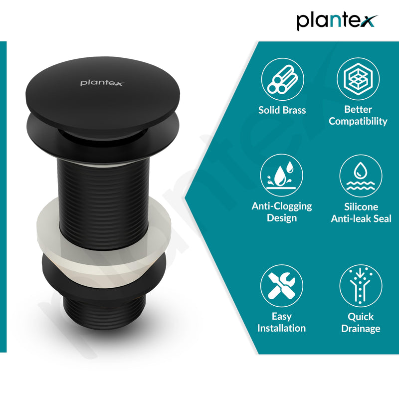 Plantex Solid Brass Waste Coupling for Washbasin/Coupling 3 inch/Full Thread Waste Coupling Black - Pack of 1 (Matt Black)-3