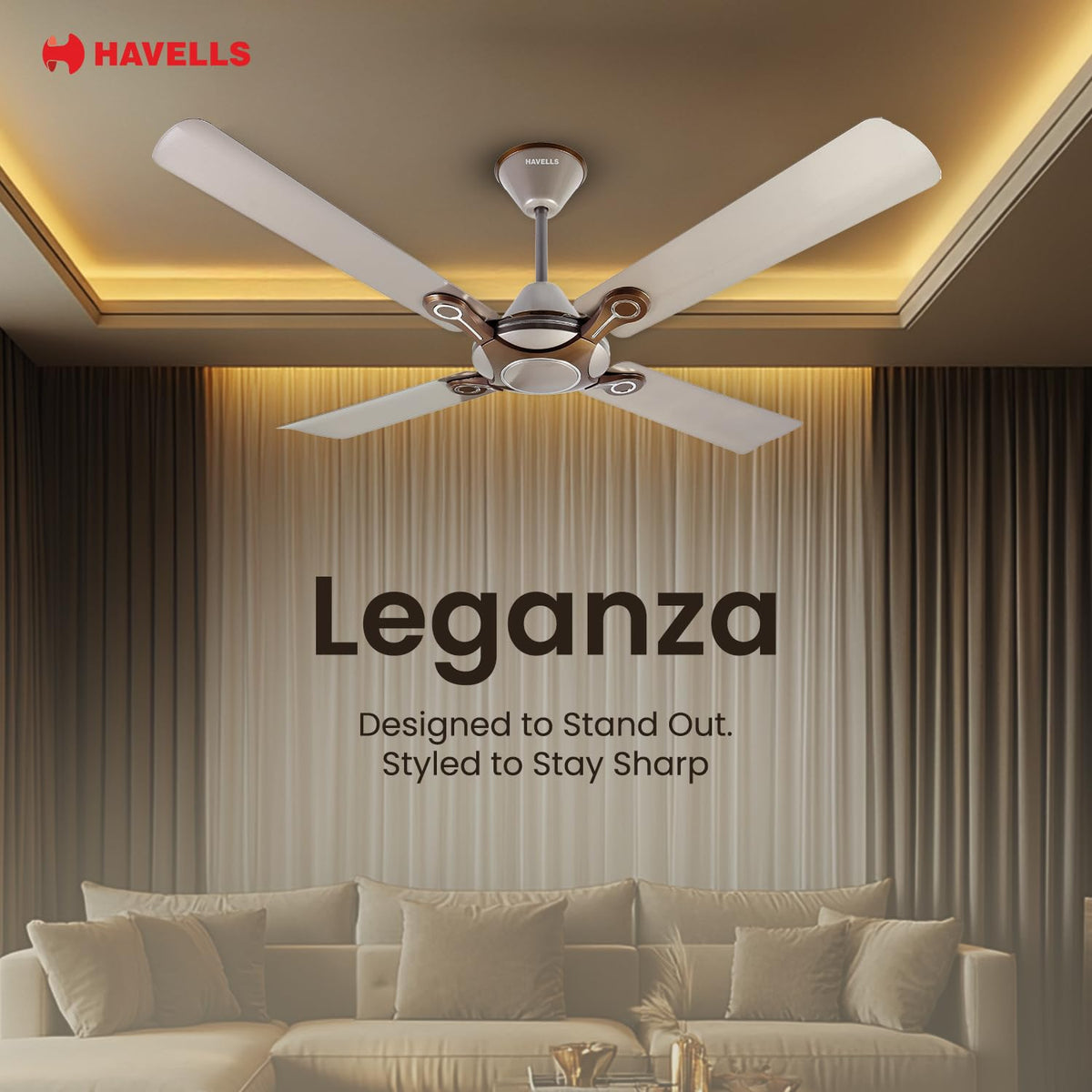 Havells Leganza 4 Blade 1200mm Ceiling Fan (Mist)-2