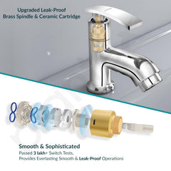 Plantex Pure Brass Pillar Tap For Wash Basin With Teflon Tape Single Lever Basin Tap Tabletop For Wash Basin Water Faucet ZUR-1501 Chrome-4