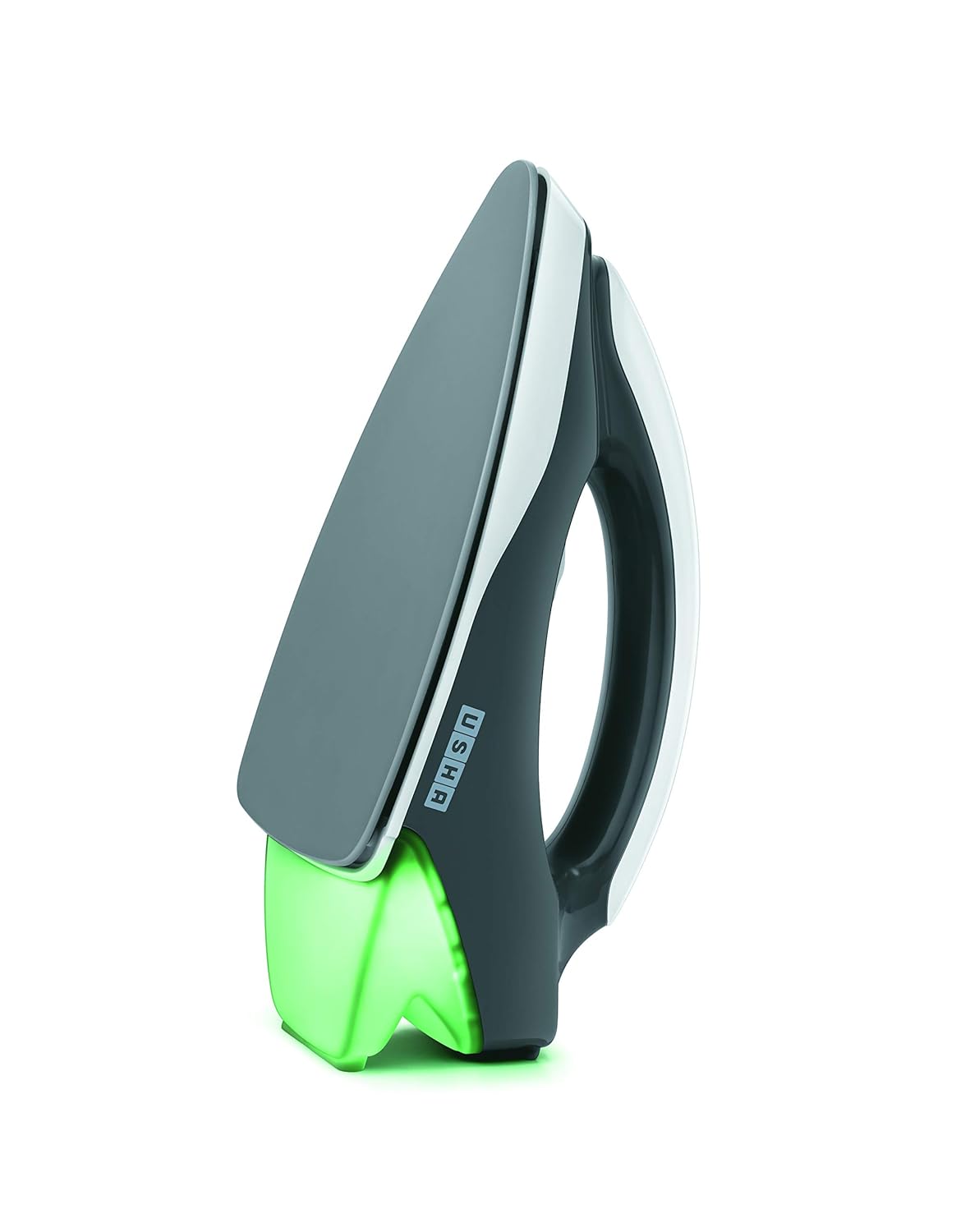 USHA Plastic Usha Aurora 1000Watt Dry Iron with Innovative Tail Light Indicator|Black Non Stick Soleplate for Longer Durability|Overheat Safety Shutoff|2 Years Warranty|(Grey & White),1000 Watts