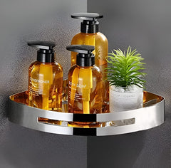 Plantex Stainless Steel Corner/Bathroom Shelf/Kitchen Shelf/Wall Mount (8x8 Inches) - Chrome-1