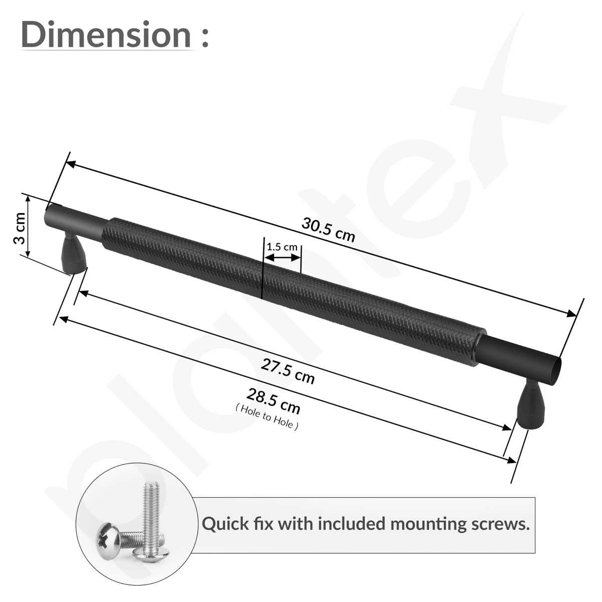 Plantex Cabinet Handle/Kitchen Cabinet Door Handle/Wardrobe/288 mm Cupboard Handle/Door Pull-Push Handle for Home/Office - Pack of 2 (Black) (Model APS-DTC-3910)-3