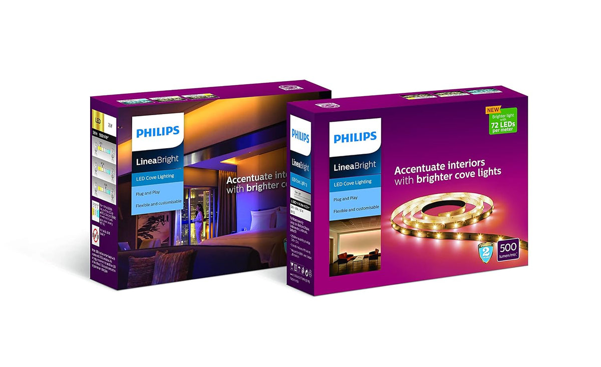 Philips Linea Bright 28W 5 Metre Plug and Play Cove Strip Light with Driver and Adhesive Backing - Warm White (31308_WW)