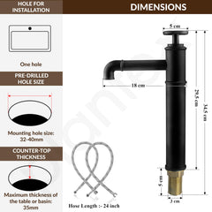 Plantex Brass Basin Mixer Tap Hot and Cold/Single Lever Tap for Wash Basin-(Matt Black Finish)-3
