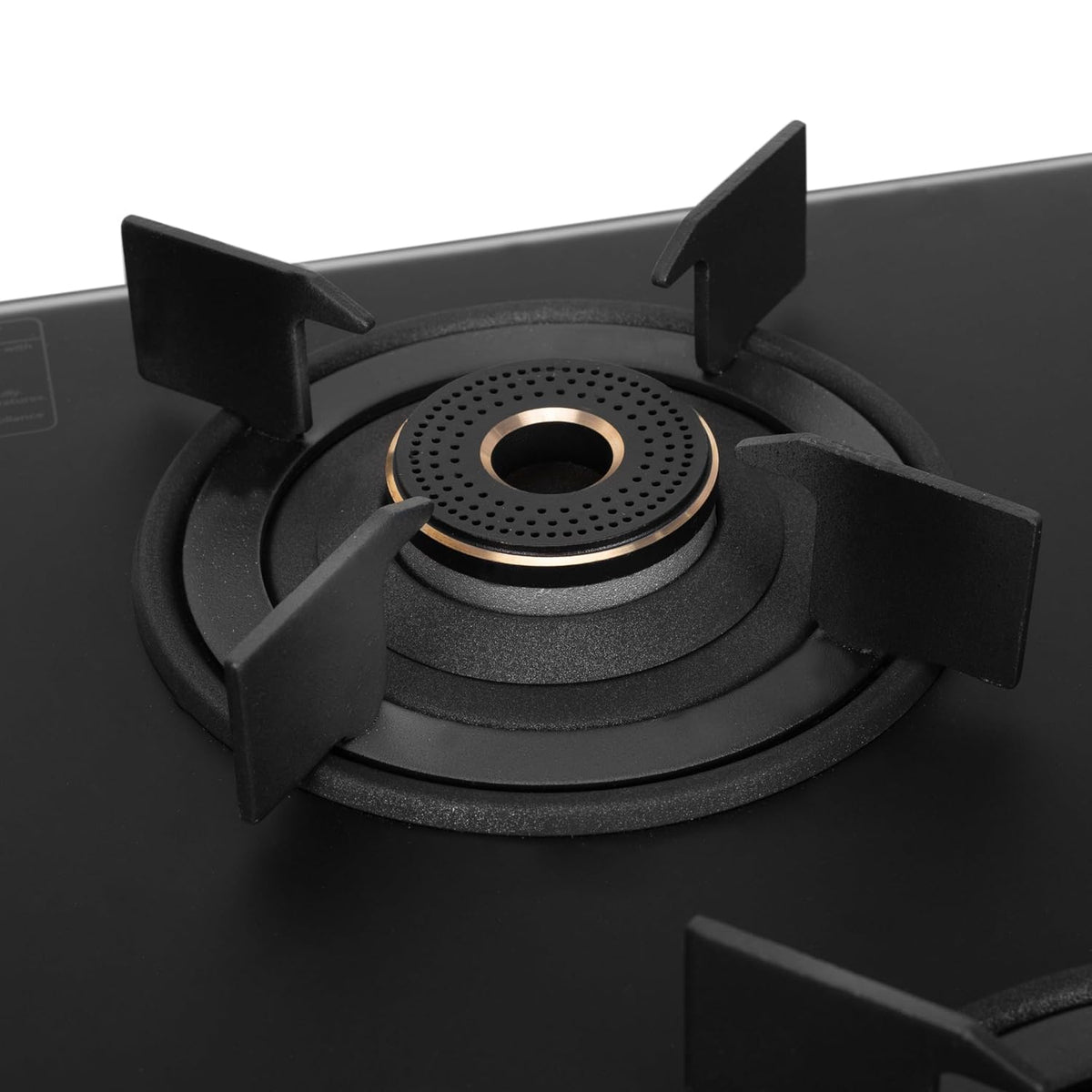 Faber Nebula Black Matt Finish Cooktop |4 Brass Burners - Jumbo, 2 Medium & Small | Manual Ignition| Heavy Pan Support w