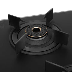 Faber Nebula Black Matt Finish Cooktop |4 Brass Burners - Jumbo, 2 Medium & Small | Manual Ignition| Heavy Pan Support w