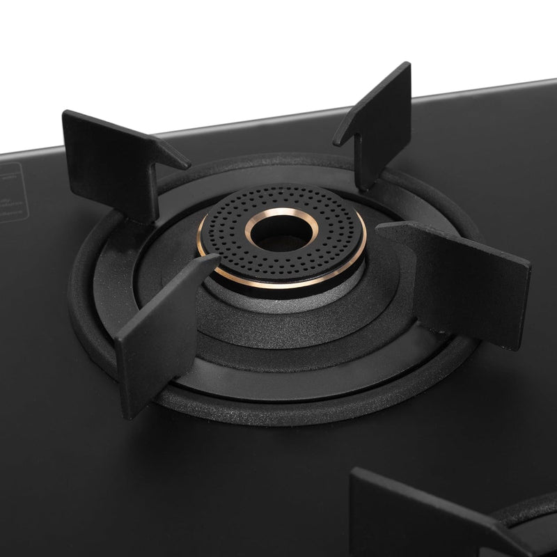 Faber Nebula Black Matt Finish Cooktop |4 Brass Burners - Jumbo, 2 Medium & Small | Manual Ignition| Heavy Pan Support w