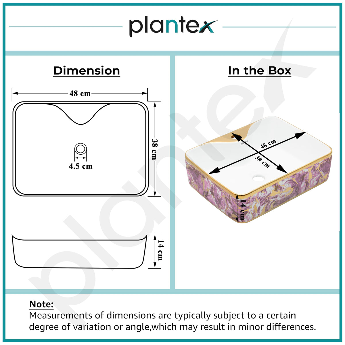 Plantex Table Top Wash Basin for Bathroom/Designer Ceramic Washbasin/Countertop Vessel Sink Basin (19 x 15 x 5.5 Inch)-3