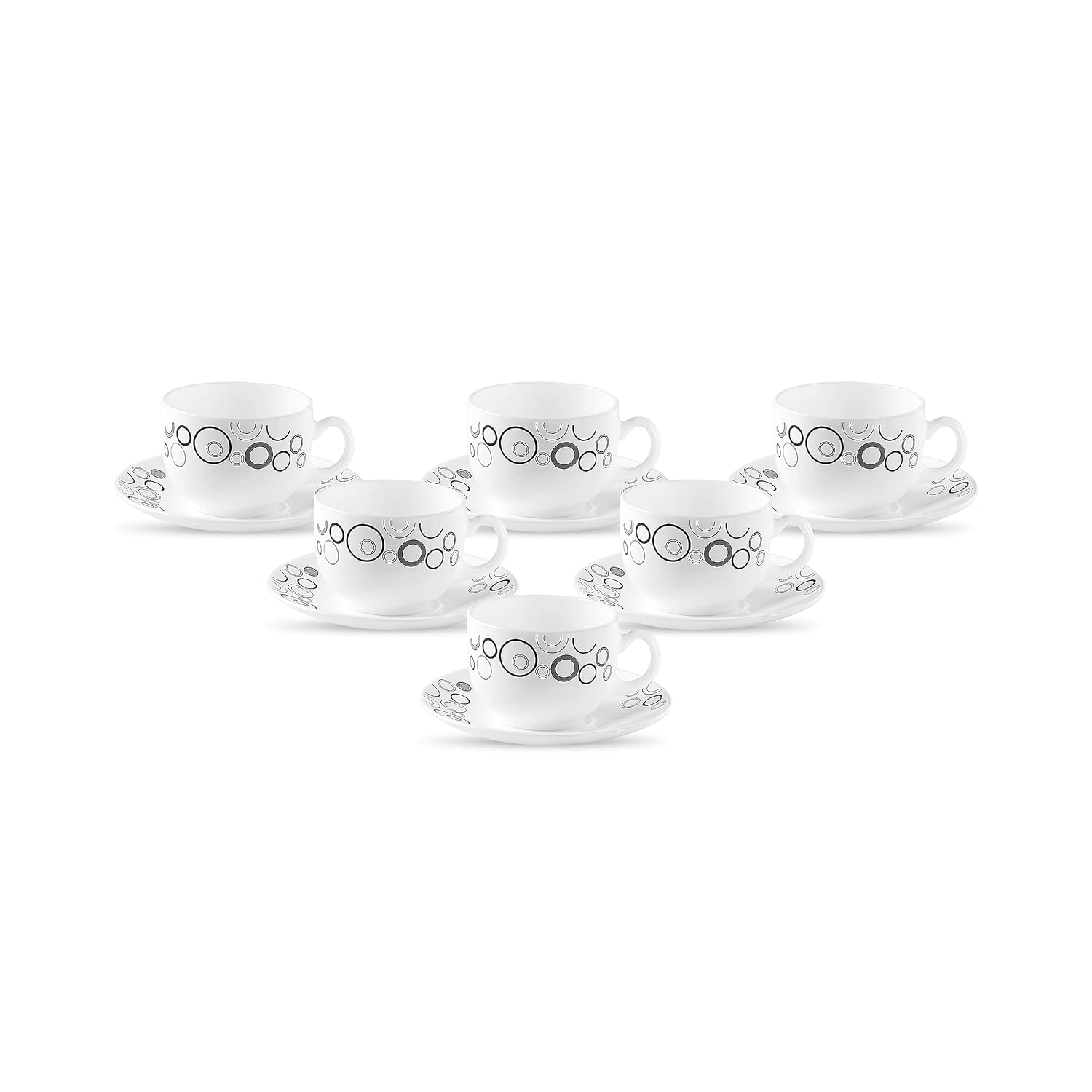 La Opala Diva, Opal Glass Crockery | Coffee Cup & Saucer Iris, Set of 12 | Misty Drops, 100 ml | for Tea & Coffee | Microwave Safe | 100% Vegetarian | Extra Strong | Super Light | Super White
