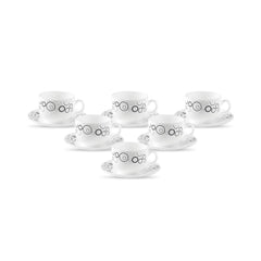 La Opala Diva, Opal Glass Crockery | Coffee Cup & Saucer Iris, Set of 12 | Misty Drops, 100 ml | for Tea & Coffee | Microwave Safe | 100% Vegetarian | Extra Strong | Super Light | Super White