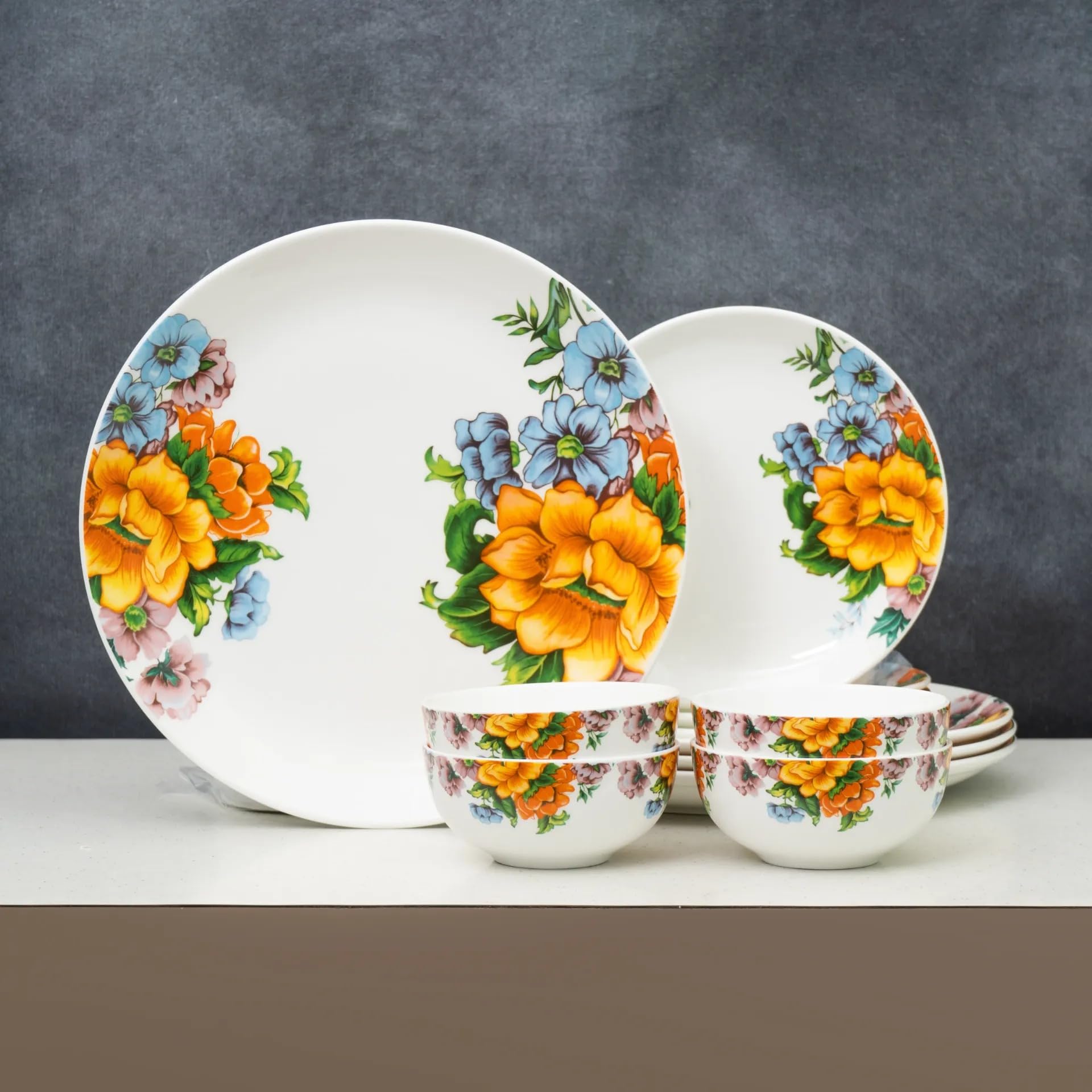 Clay Craft Fine Ceramic Eco Dinner Set, Enchanting Gold, for Family of 4, Dinner Set Ceramic, Crockery Set, Dining Set for Dinner, Crockery Set for Gift, Kitchen Set (ECO3, 8 Pieces)