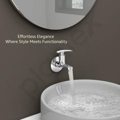 Plantex Single Lever Bib Cock Water Tap for Bathroom with Brass Spindle/Wash Basin Tap for Home/Tap for Bathroom with Water Saving Aerator-(Samar-Chrome)-5
