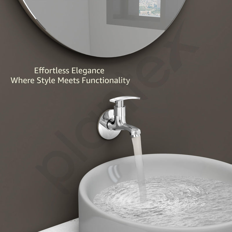 Plantex Single Lever Bib Cock Water Tap for Bathroom with Brass Spindle/Wash Basin Tap for Home/Tap for Bathroom with Water Saving Aerator-(Samar-Chrome)-5