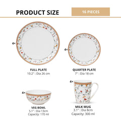 Clay Craft Fine Ceramic Eco Dinner Set, Enchanting Gold, for Family of 4, Dinner Set Ceramic, Crockery Set, Dining Set for Dinner, Crockery Set for Gift, Kitchen Set (ECO1, 16 Pieces)