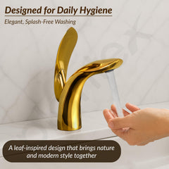 Plantex Brass Pillar Tap for Wash Basin/Single Lever Hot & Cold Basin Mixer Tap/washbasin tap Faucet-(Gold)-6