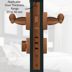 Plantex Door Handle Lock/Main Door Lock Set for Home/Mortise Lock Set with Brass Lock Body & Cylinder (7135, PVD-Choco)-3