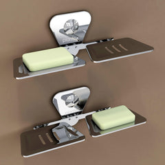 Plantex Stainless Steel Double Soap Dish/Soap Stand for Bathroom/Soap Storage/Soap Holder/Bathroom Accessories - Pack of 2 (Chrome)-1