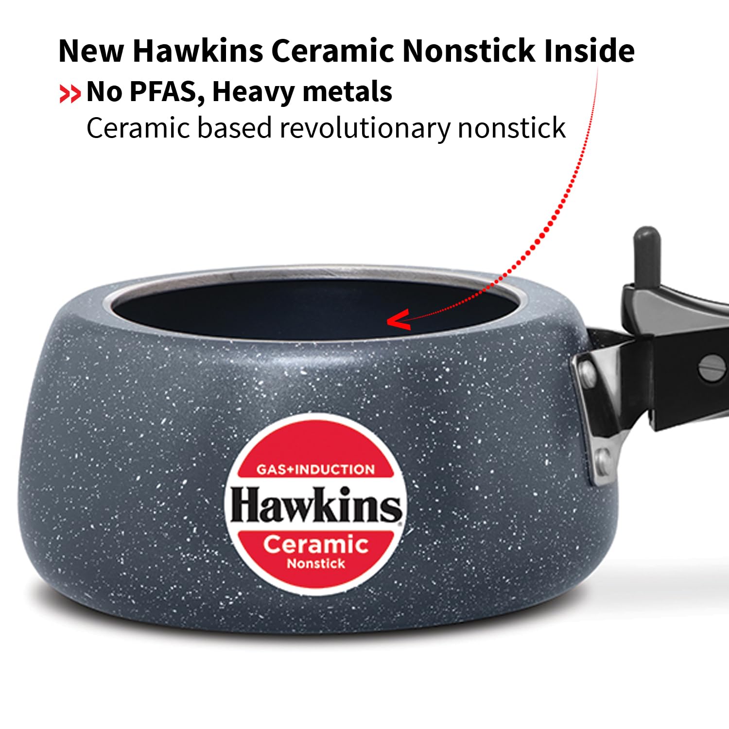 Hawkins 1.5 Litre Ceramic Nonstick Pressure Cooker, Induction Inner Lid Baby Cooker, Granite Contura shaped Cooker, Blue (ICC15)
