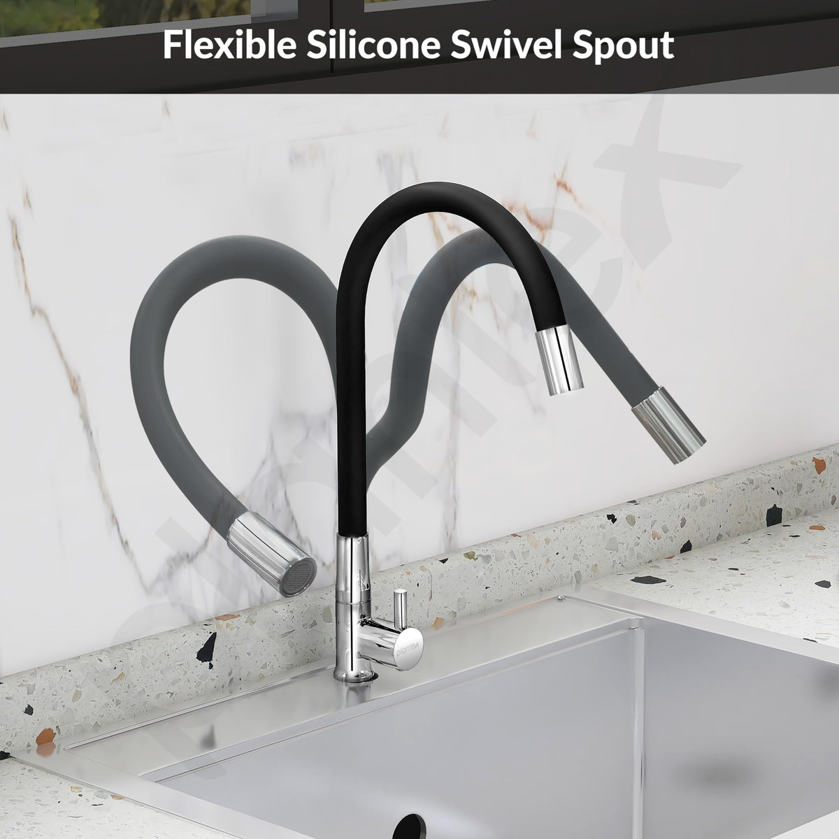 Plantex Pure Brass Flexible Tap for Kitchen Sink/Swan Neck Water Tap Faucet/Kitchen Flexible Sink Tap with Water-Saving Aerator & 360‚° Swivel Spout (ICO-912B)-4