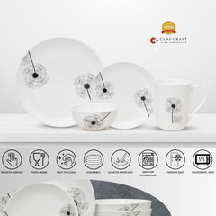 Clay Craft Fine Ceramic Eco Dinner Set, Enchanting Gold, for Family of 4, Dinner Set Ceramic, Crockery Set, Dining Set for Dinner, Crockery Set for Gift, Kitchen Set (ECO2, 16 Pieces)