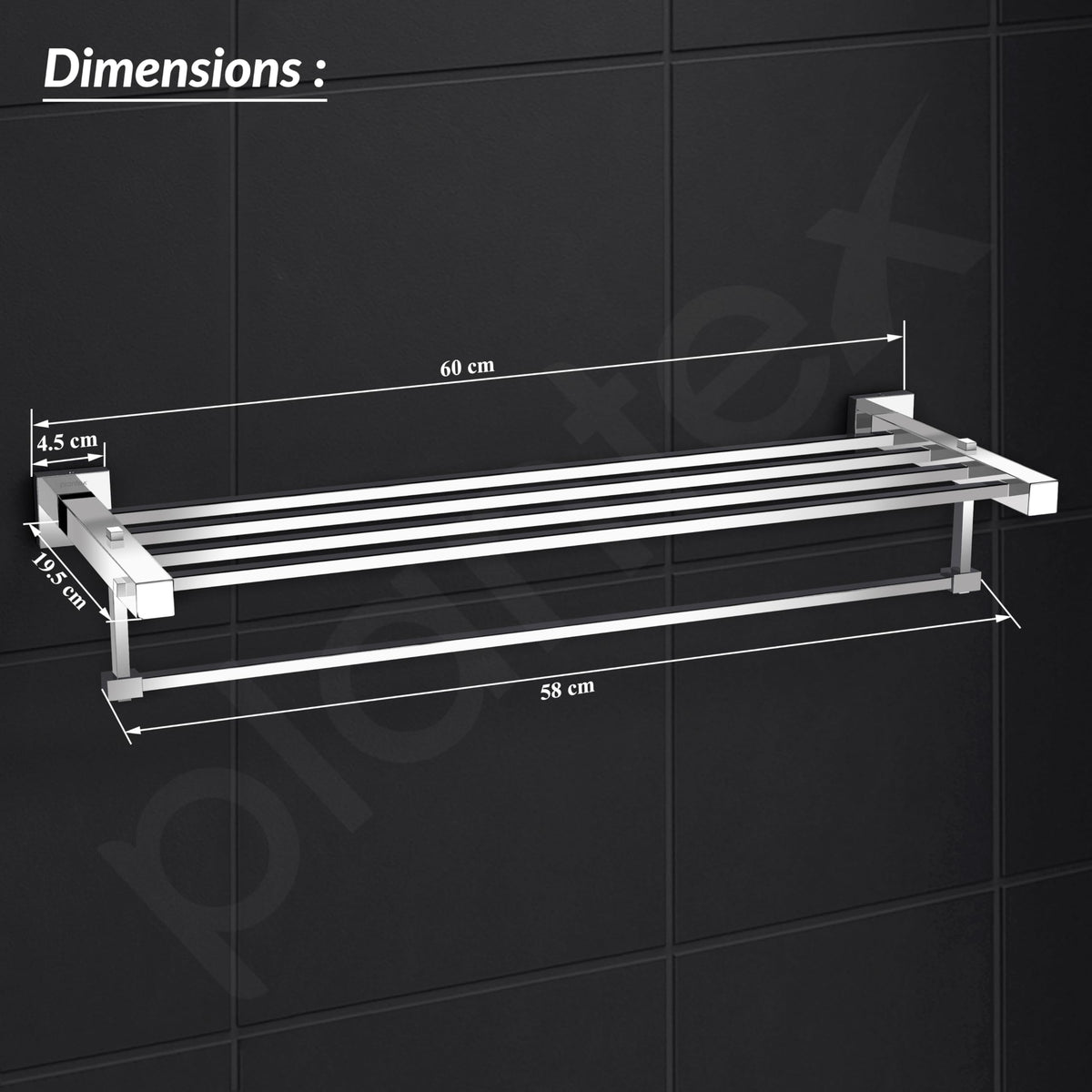 Plantex 304 Grade Stainless Steel 24 inch Towel Rack/Towel Hanger for Bathroom/Towel Rod/Towel Bar/Bathroom Accessories - Splash (Chrome)-3