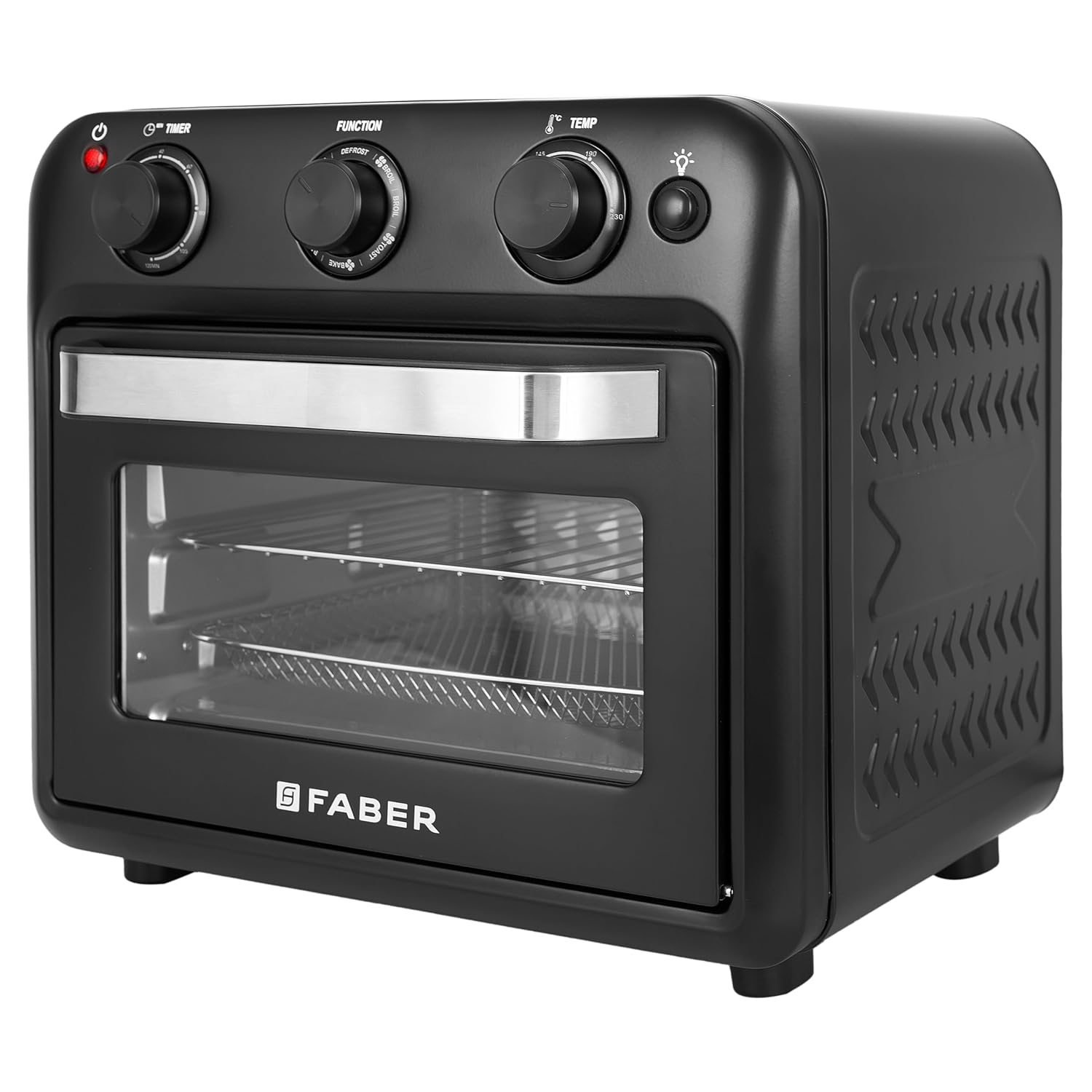 Faber 20 liter 1500 Watts Air Fryer Oven|Fry, Bake, Roast, Toast, Defrost, Grill, Reheat & Broil|85% Less Oil|Temperature & Timer Control, Preset Cooking Options, Convection Function, Auto-Off|(Black)