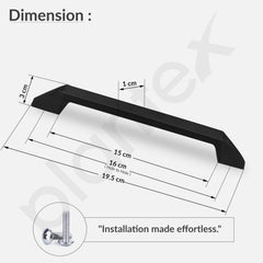 Plantex Cabinet Handle/Kitchen Cabinet Door Handle/Wardrobe/160 mm Cupboard Handle/Door Pull-Push Handle for Home/Office - Pack of 2 (Black) (Model APS-DTC-3780)-3