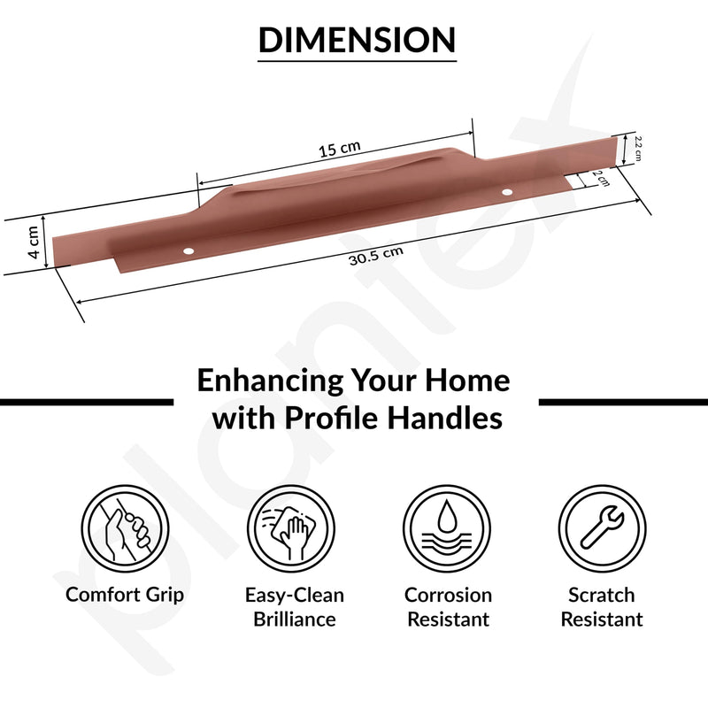 Plantex Profile Handle for Kitchen Cabinet/12 Inch Aluminium Drawer Profile Handle/Wardrobe Pull Handle for Home/Office/Hotel - Pack of 1 (Rose Gold) (Model APS-PF-1002)-3