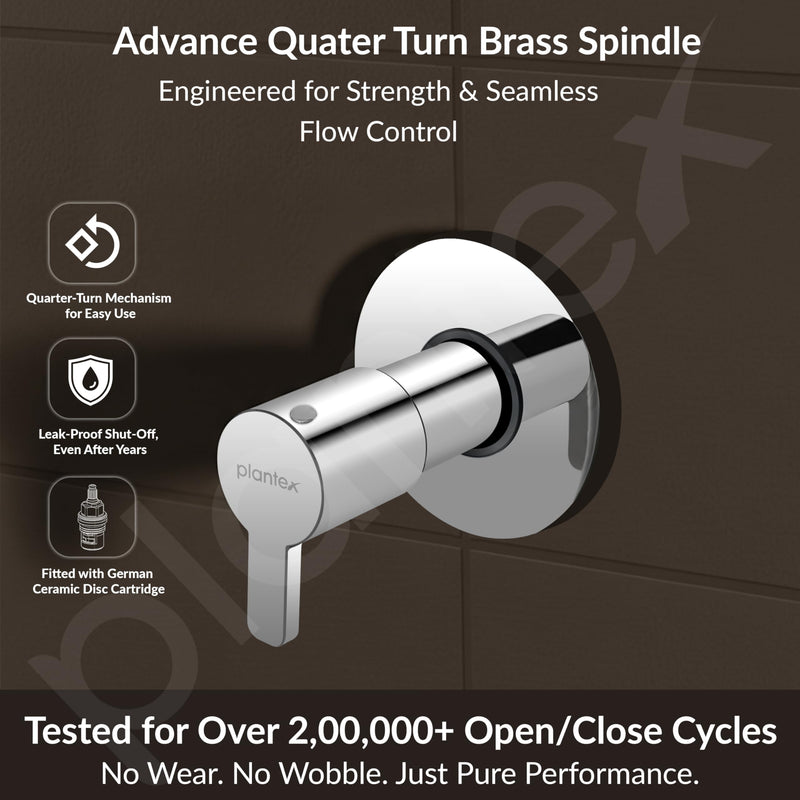 Plantex 25 mm Pure Brass Flush Valve for Toilet with Brass Wall Flange & Teflon Tape-7 Year Warranty/Angle Cocke for Bathroom (FLO-820-Chrome)-2