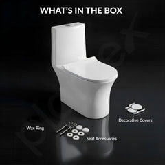 Plantex Ceramic Commode For Toilet/One Piece Western Commode With Rimless Siphonic Flush/Commode With Soft Closing Toilet Seat - S Trap - (Hexa, White)-3