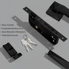 Plantex Main Door Lock Set/Door Handle Lock/Mortise Door Lock for Home with 3 Years of Warranty (7129, Z-Black)-4