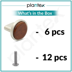 Plantex Knobs for Drawer/Round Drawer Knobs/Knobs for Cabinets/Pull-Push Knobs for Kitchen/Bedroom Drawer - Pack of 6 (Small, Satin & Wood)-5